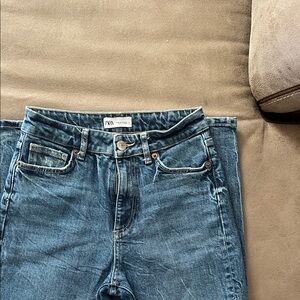 Zara Women's Dark Blue High Rise Jeans